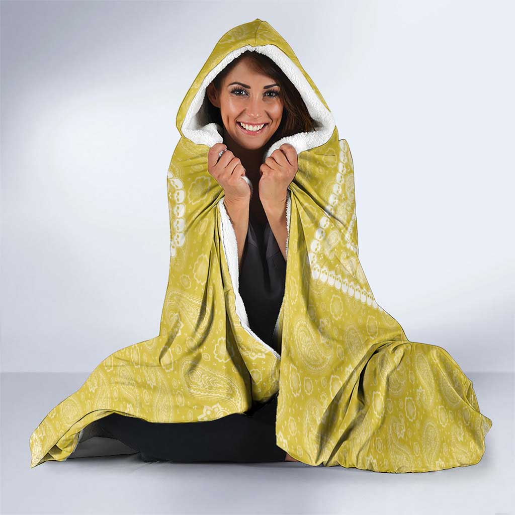 Latin King Hooded Blanket Paisley Pattern Yellow