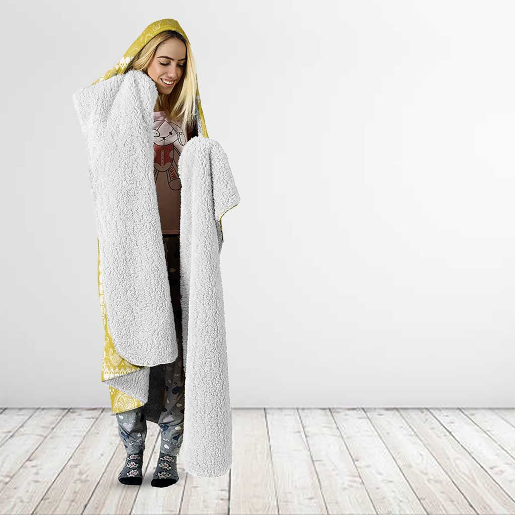 Latin King Hooded Blanket Paisley Pattern Yellow