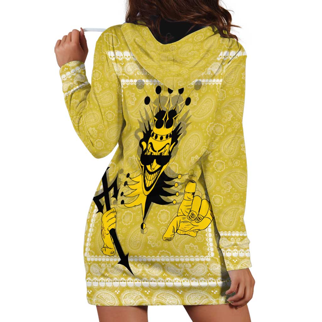 Latin King Hoodie Dress Paisley Pattern Yellow - Wonder Print Shop