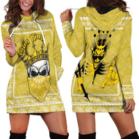 Latin King Hoodie Dress Paisley Pattern Yellow - Wonder Print Shop