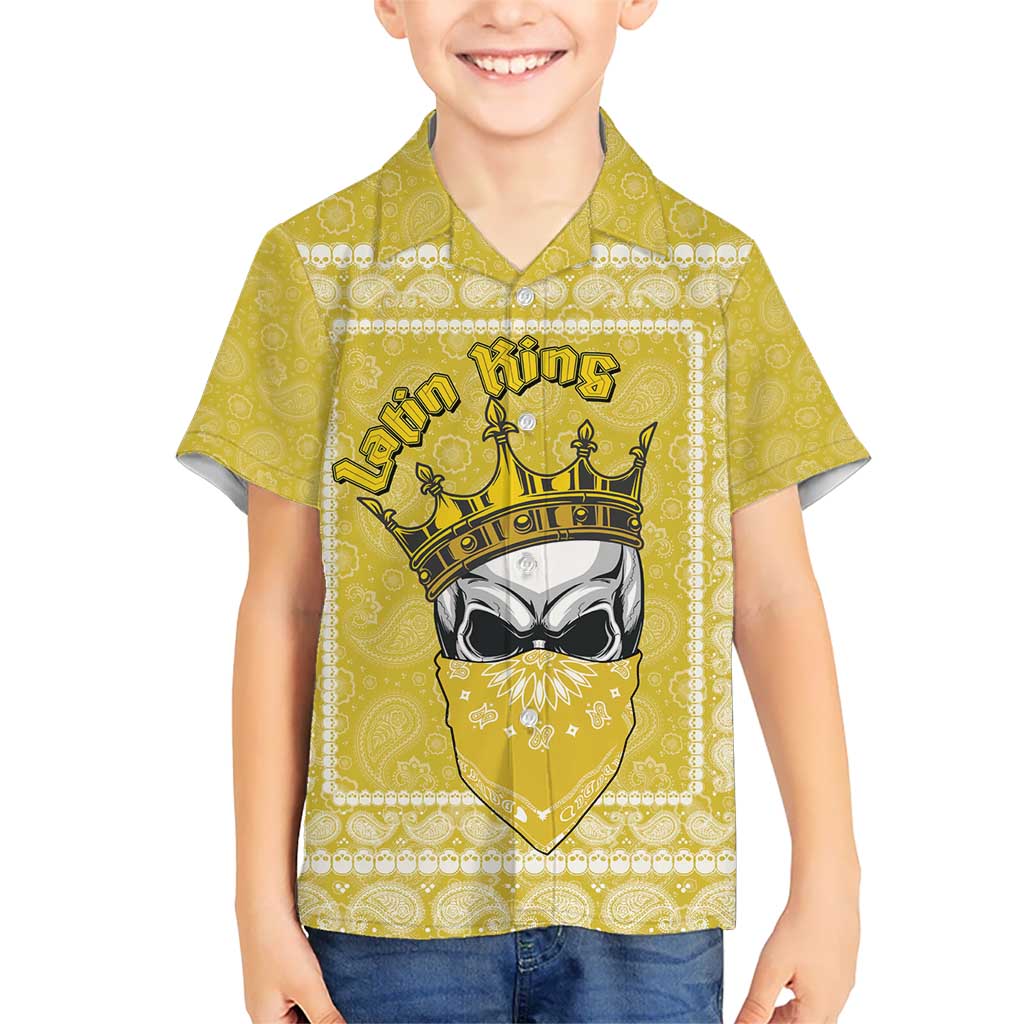Latin King Kid Hawaiian Shirt Paisley Pattern Yellow - Wonder Print Shop