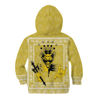Latin King Kid Hoodie Paisley Pattern Yellow - Wonder Print Shop
