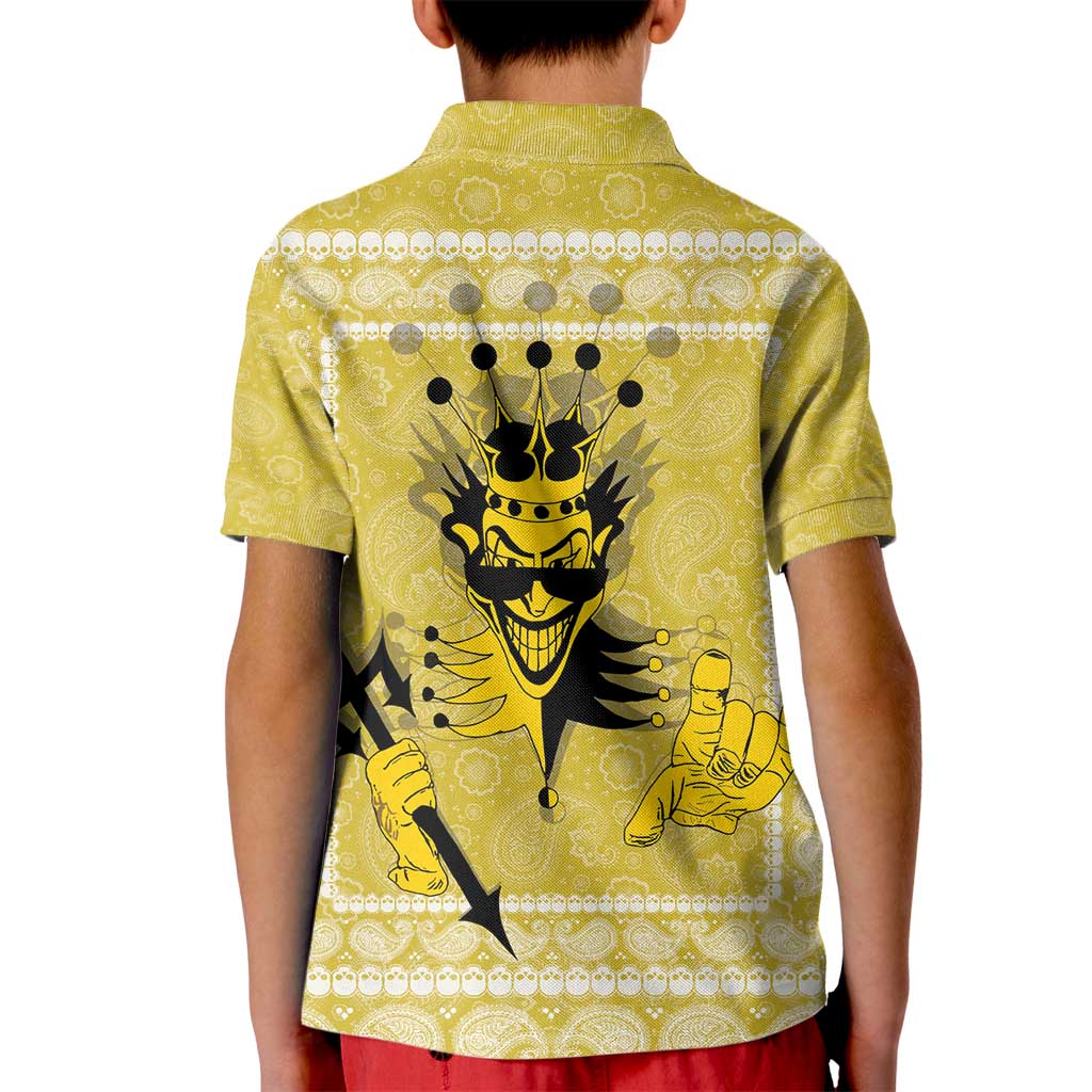 Latin King Kid Polo Shirt Paisley Pattern Yellow - Wonder Print Shop