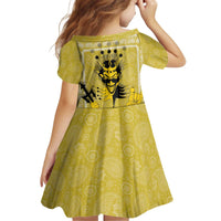 Latin King Kid Short Sleeve Dress Paisley Pattern Yellow - Wonder Print Shop