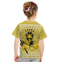 Latin King Kid T Shirt Paisley Pattern Yellow - Wonder Print Shop