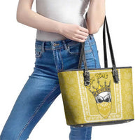 Latin King Leather Tote Bag Paisley Pattern Yellow - Wonder Print Shop