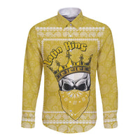 Latin King Long Sleeve Button Shirt Paisley Pattern Yellow - Wonder Print Shop