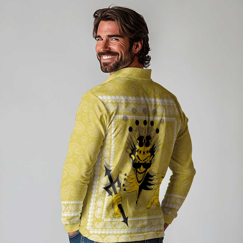 Latin King Long Sleeve Polo Shirt Paisley Pattern Yellow - Wonder Print Shop