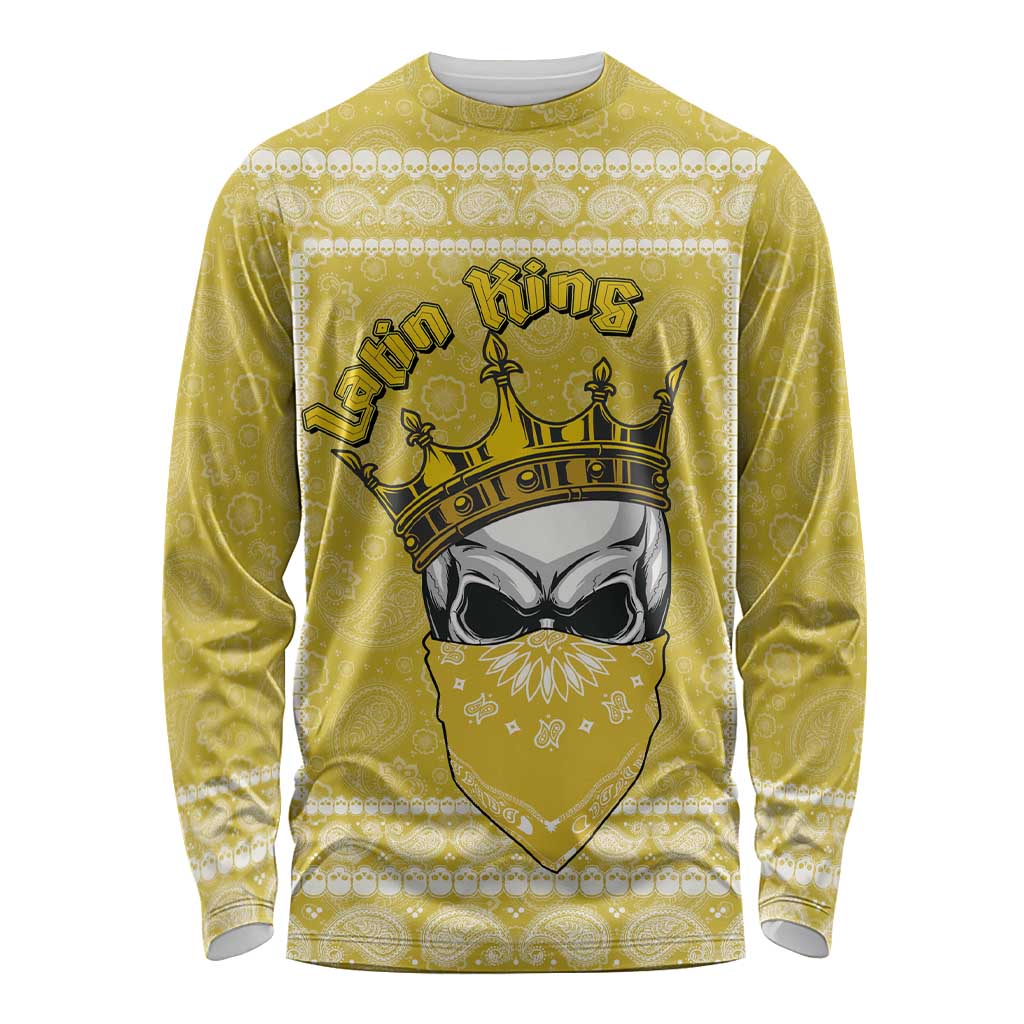 Latin King Long Sleeve Shirt Paisley Pattern Yellow - Wonder Print Shop