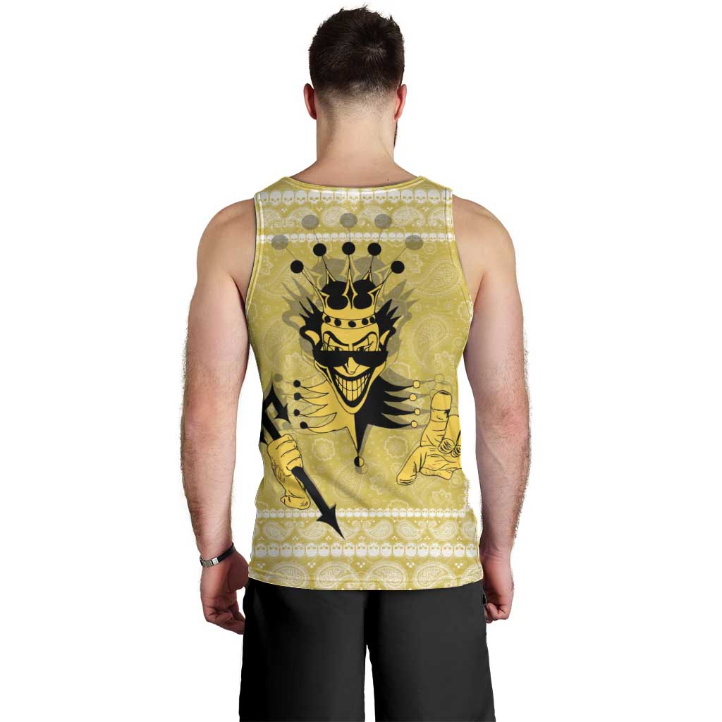 Latin King Men Tank Top Paisley Pattern Yellow - Wonder Print Shop
