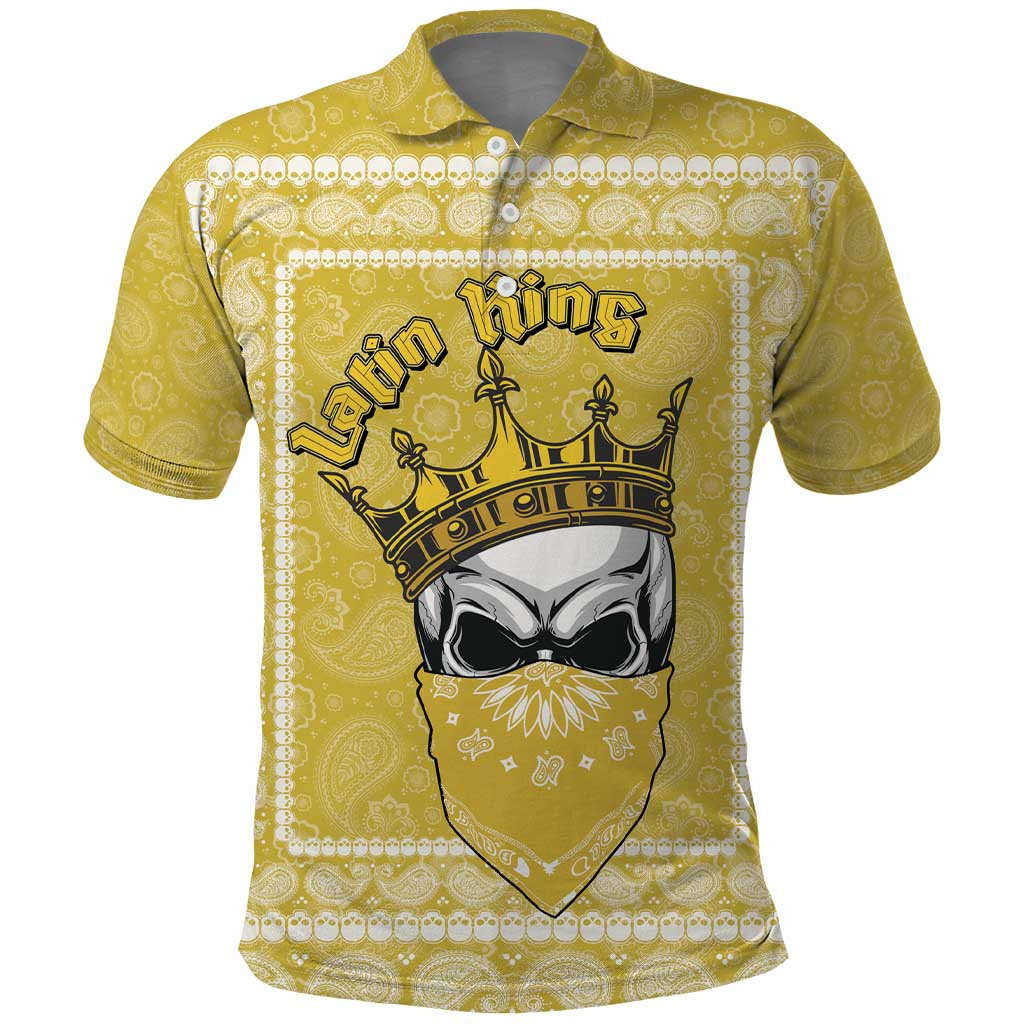 Latin King Polo Shirt Paisley Pattern Yellow - Wonder Print Shop