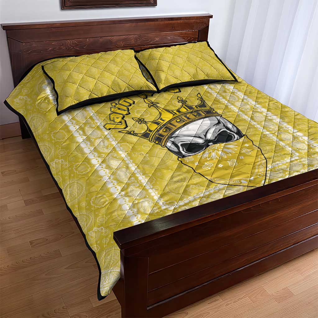 Latin King Quilt Bed Set Paisley Pattern Yellow - Wonder Print Shop