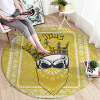 Latin King Round Carpet Paisley Pattern Yellow