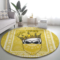 Latin King Round Carpet Paisley Pattern Yellow