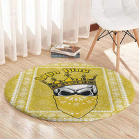 Latin King Round Carpet Paisley Pattern Yellow