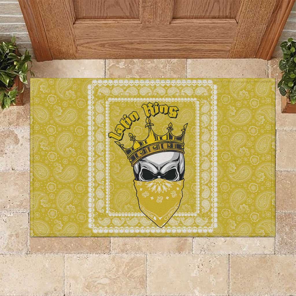 Latin King Rubber Doormat Paisley Pattern Yellow - Wonder Print Shop