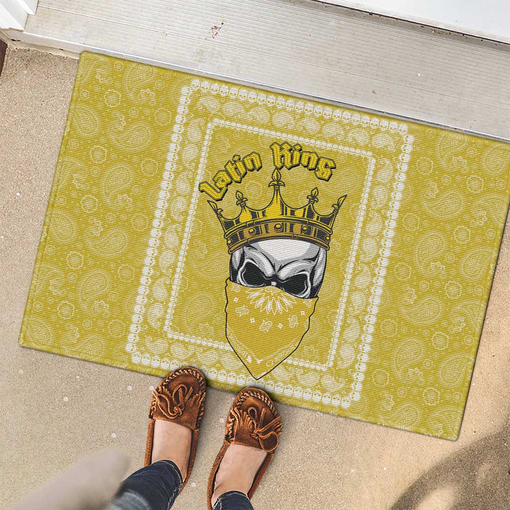 Latin King Rubber Doormat Paisley Pattern Yellow - Wonder Print Shop