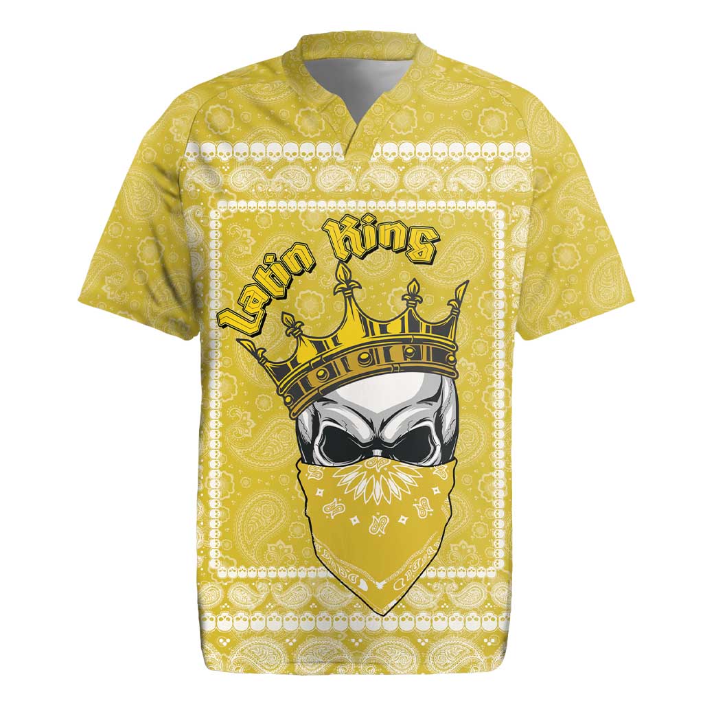 Latin King Rugby Jersey Paisley Pattern Yellow - Wonder Print Shop
