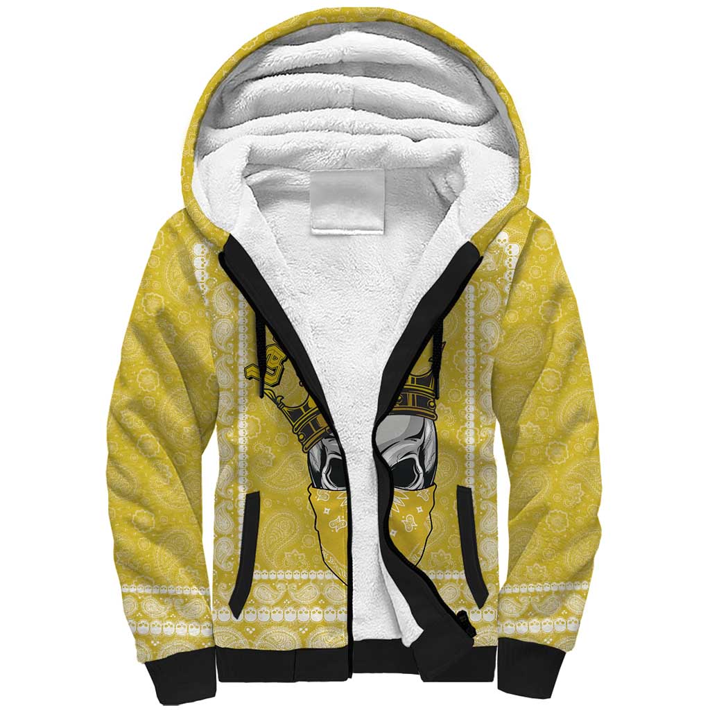 Latin King Sherpa Hoodie Paisley Pattern Yellow - Wonder Print Shop
