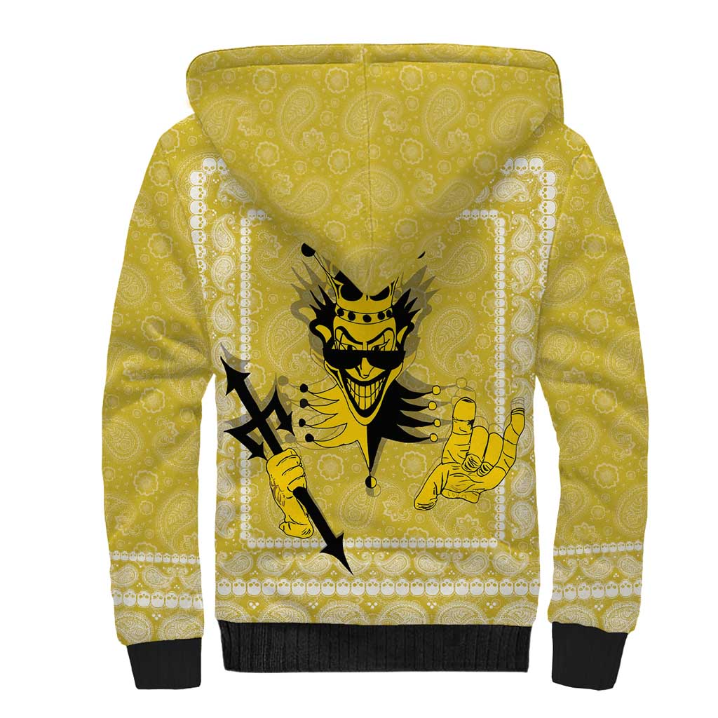 Latin King Sherpa Hoodie Paisley Pattern Yellow - Wonder Print Shop