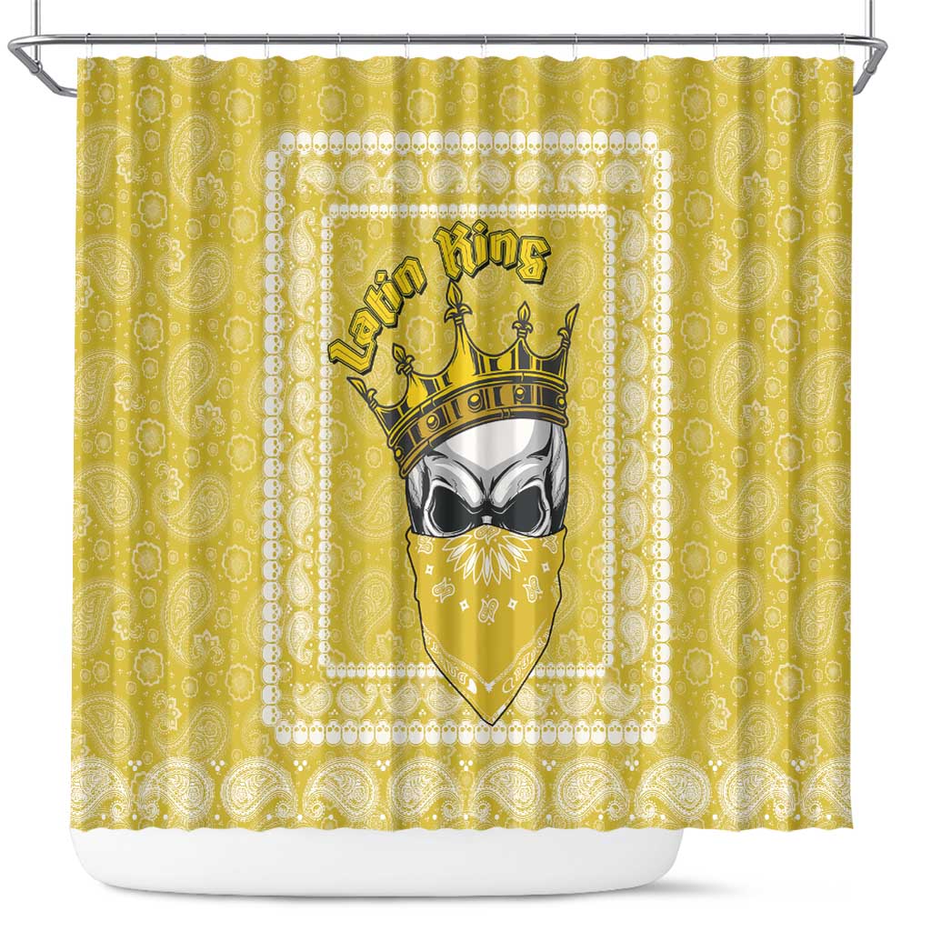 Latin King Shower Curtain Paisley Pattern Yellow