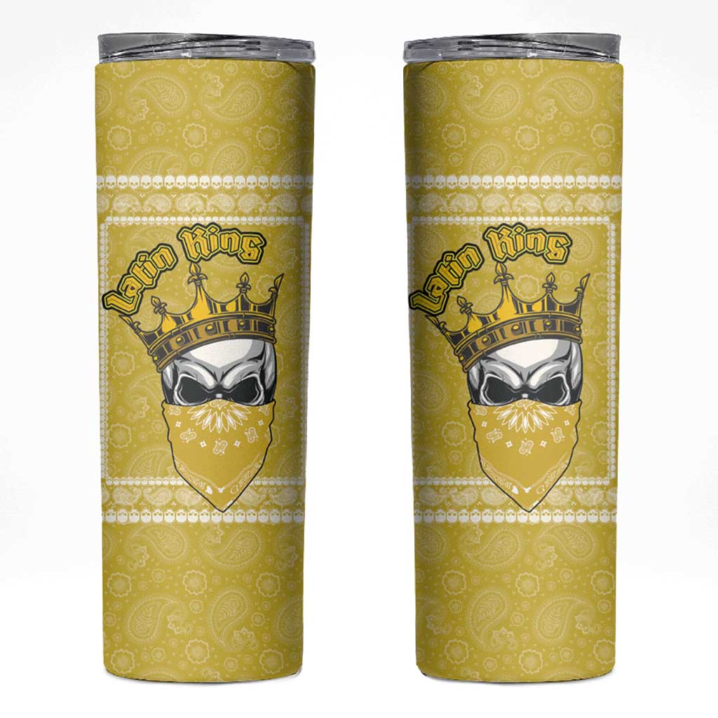 Latin King Skinny Tumbler Paisley Pattern Yellow - Wonder Print Shop