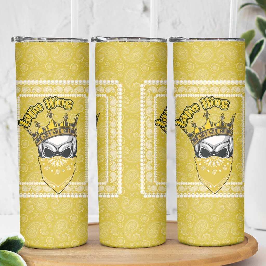 Latin King Skinny Tumbler Paisley Pattern Yellow - Wonder Print Shop