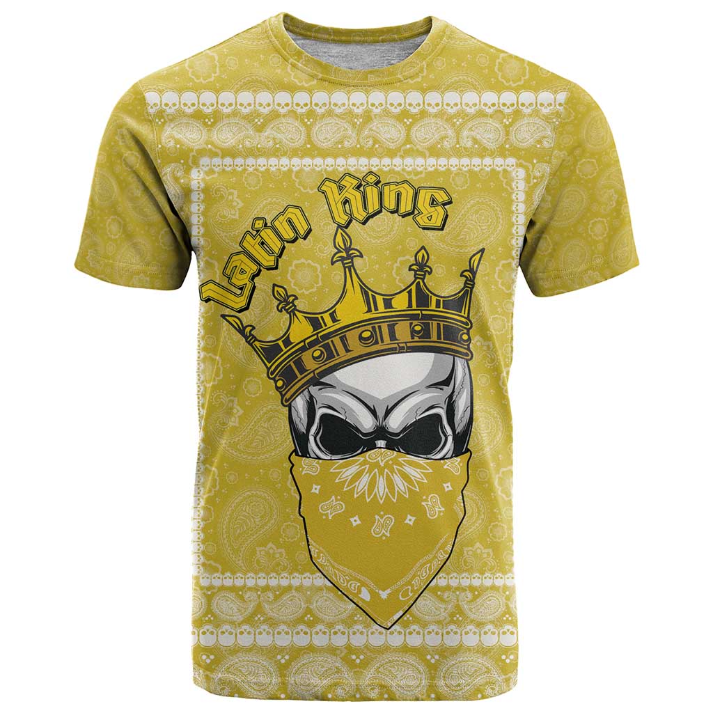 Latin King T Shirt Paisley Pattern Yellow - Wonder Print Shop