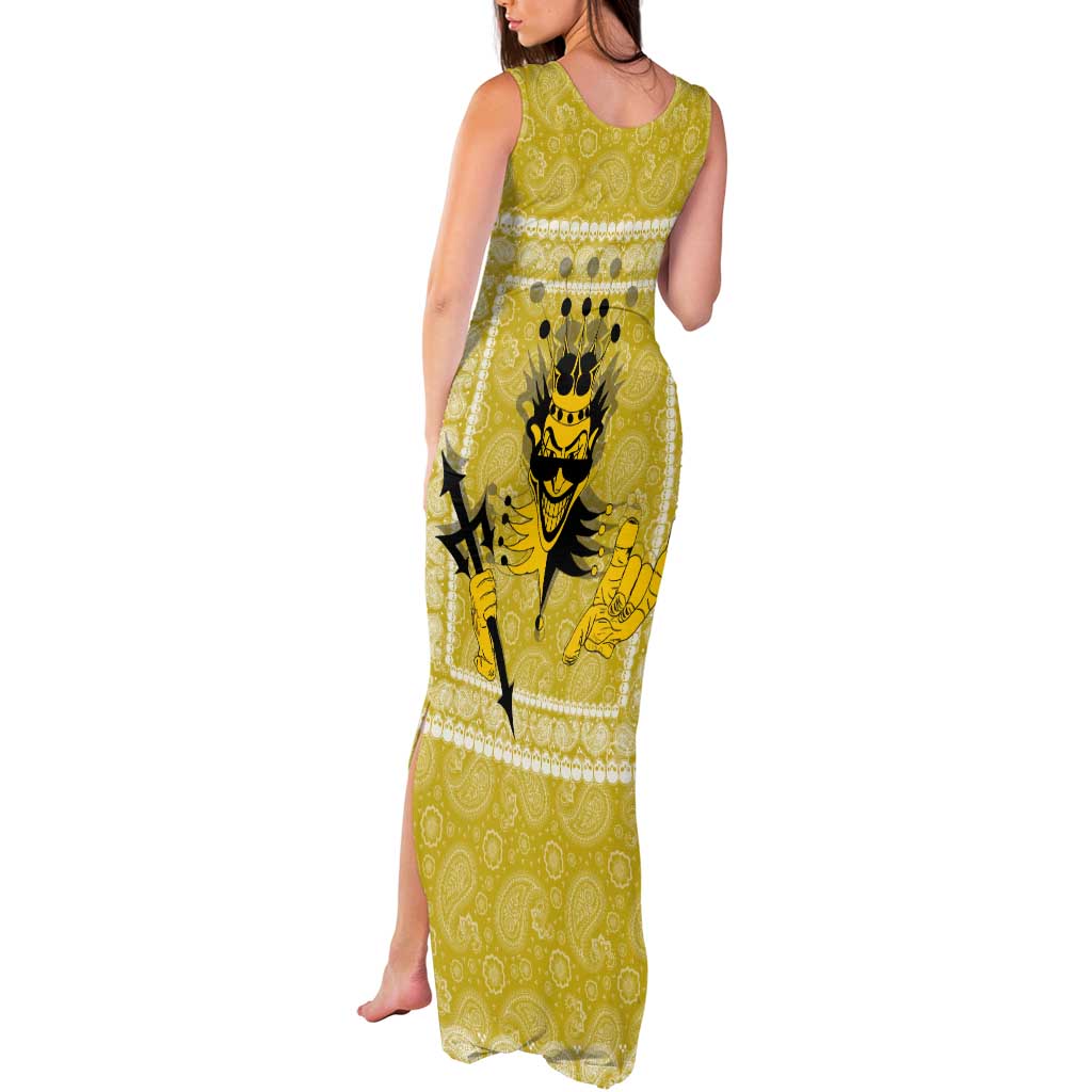 Latin King Tank Maxi Dress Paisley Pattern Yellow - Wonder Print Shop