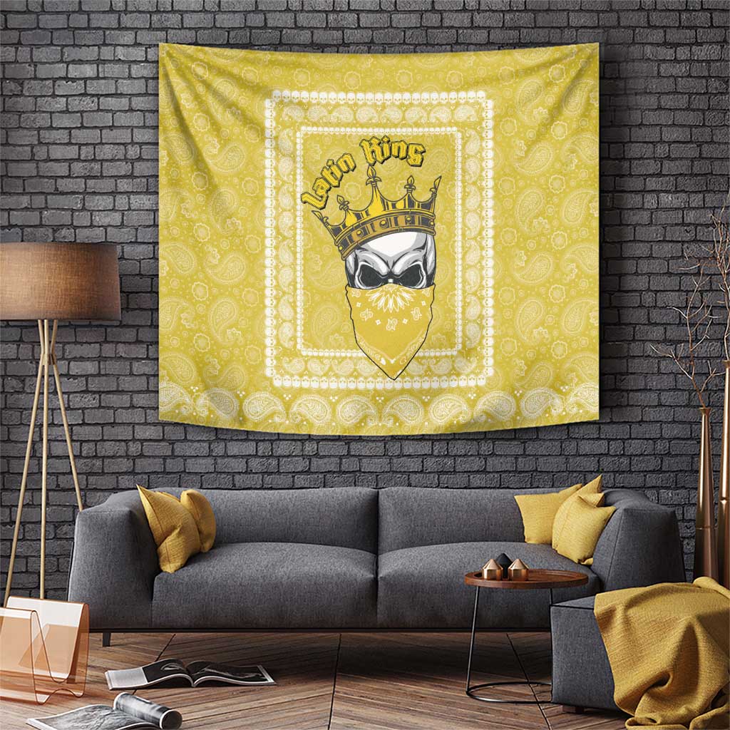 Latin King Tapestry Paisley Pattern Yellow - Wonder Print Shop
