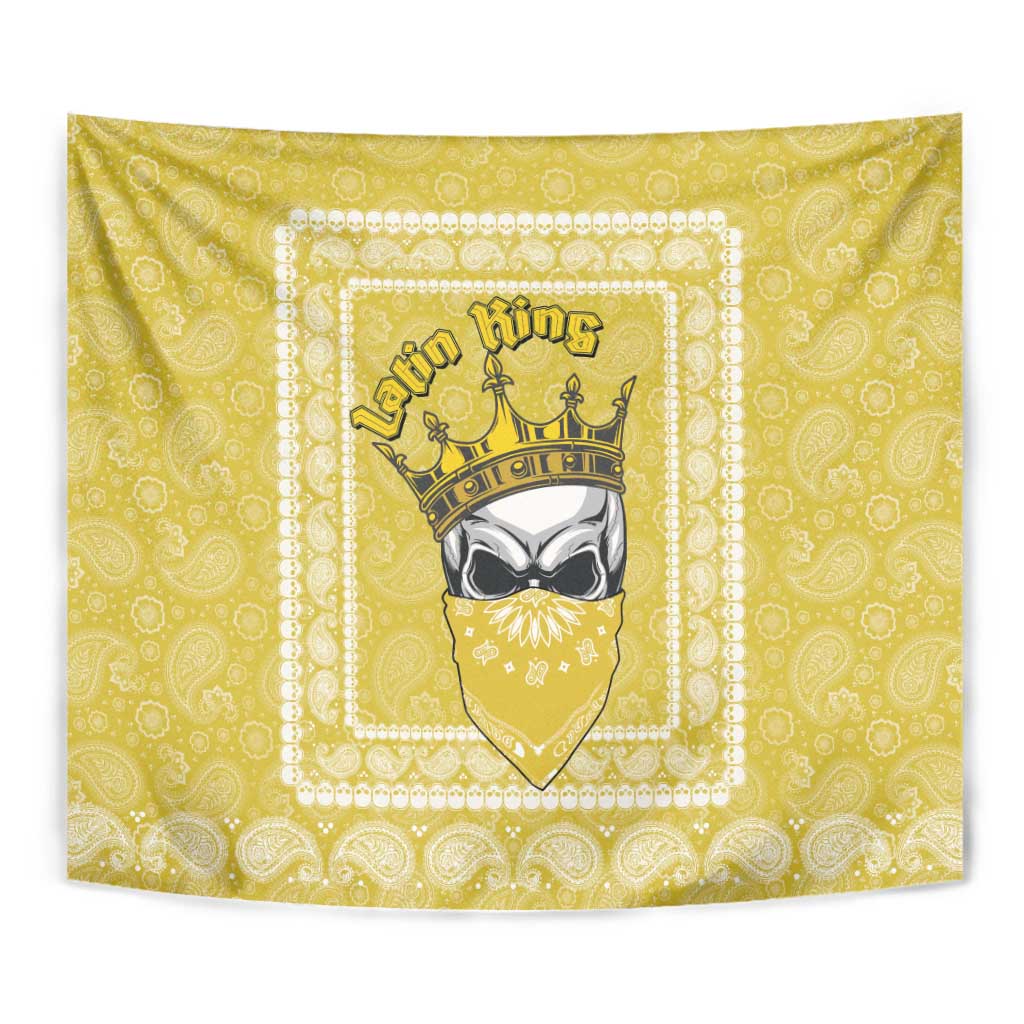 Latin King Tapestry Paisley Pattern Yellow - Wonder Print Shop