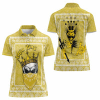 Latin King Women Polo Shirt Paisley Pattern Yellow - Wonder Print Shop