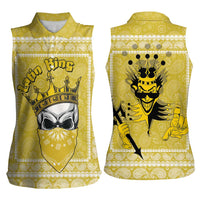 Latin King Women Sleeveless Polo Shirt Paisley Pattern Yellow - Wonder Print Shop