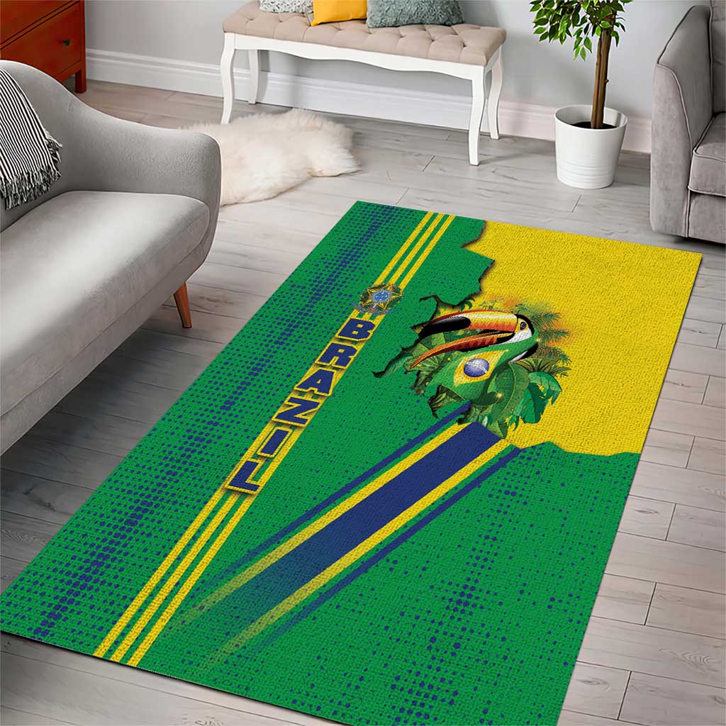 Brazil Flag Emblem Area Rug Toco Toucan In My Heart