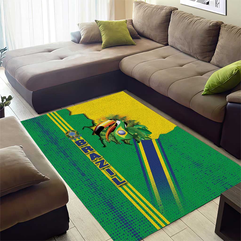 Brazil Flag Emblem Area Rug Toco Toucan In My Heart
