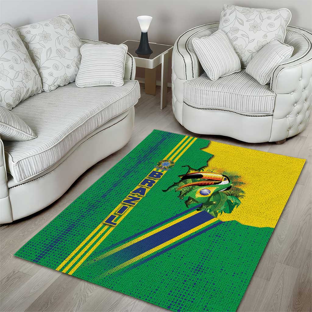 Brazil Flag Emblem Area Rug Toco Toucan In My Heart