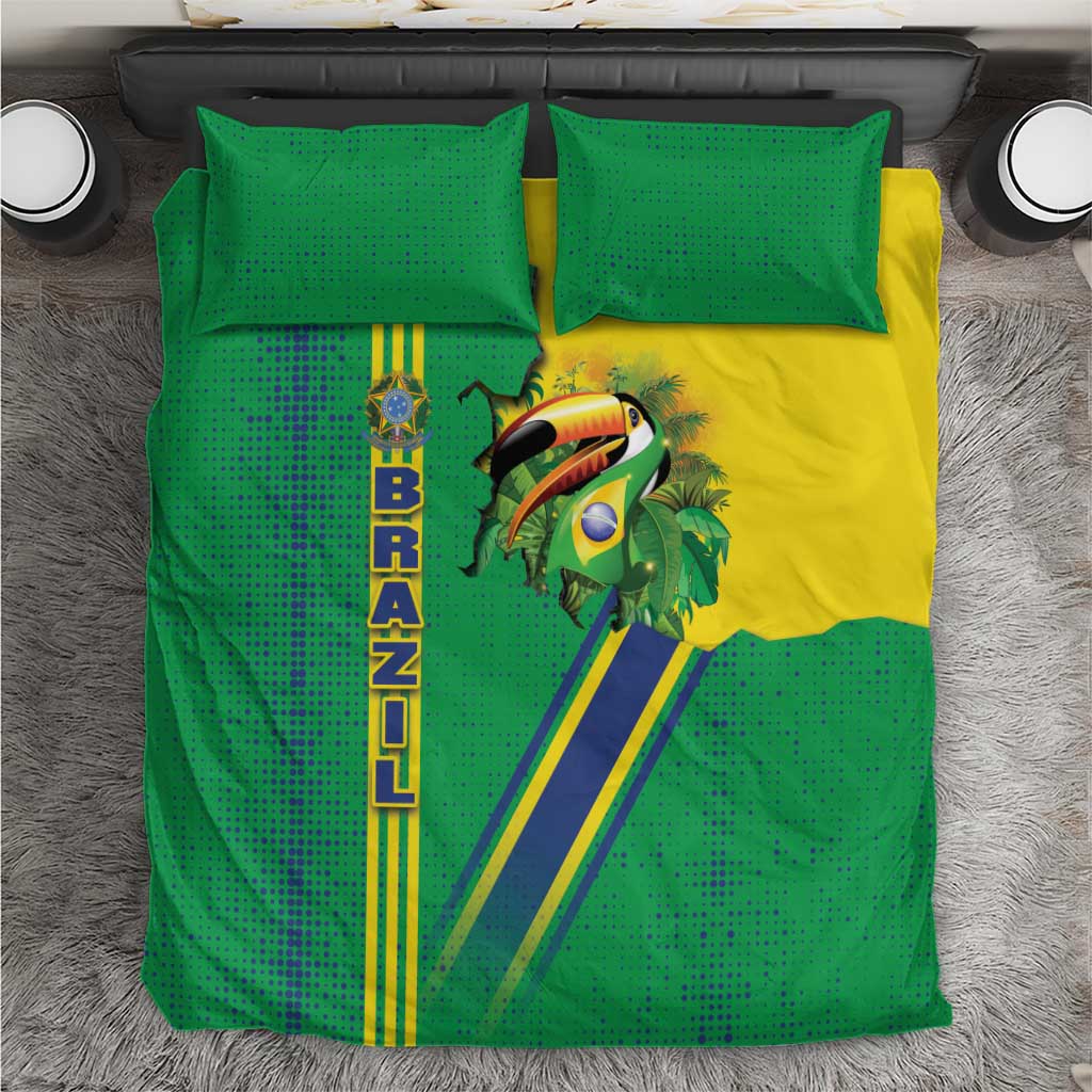 Brazil Flag Emblem Bedding Set Toco Toucan In My Heart