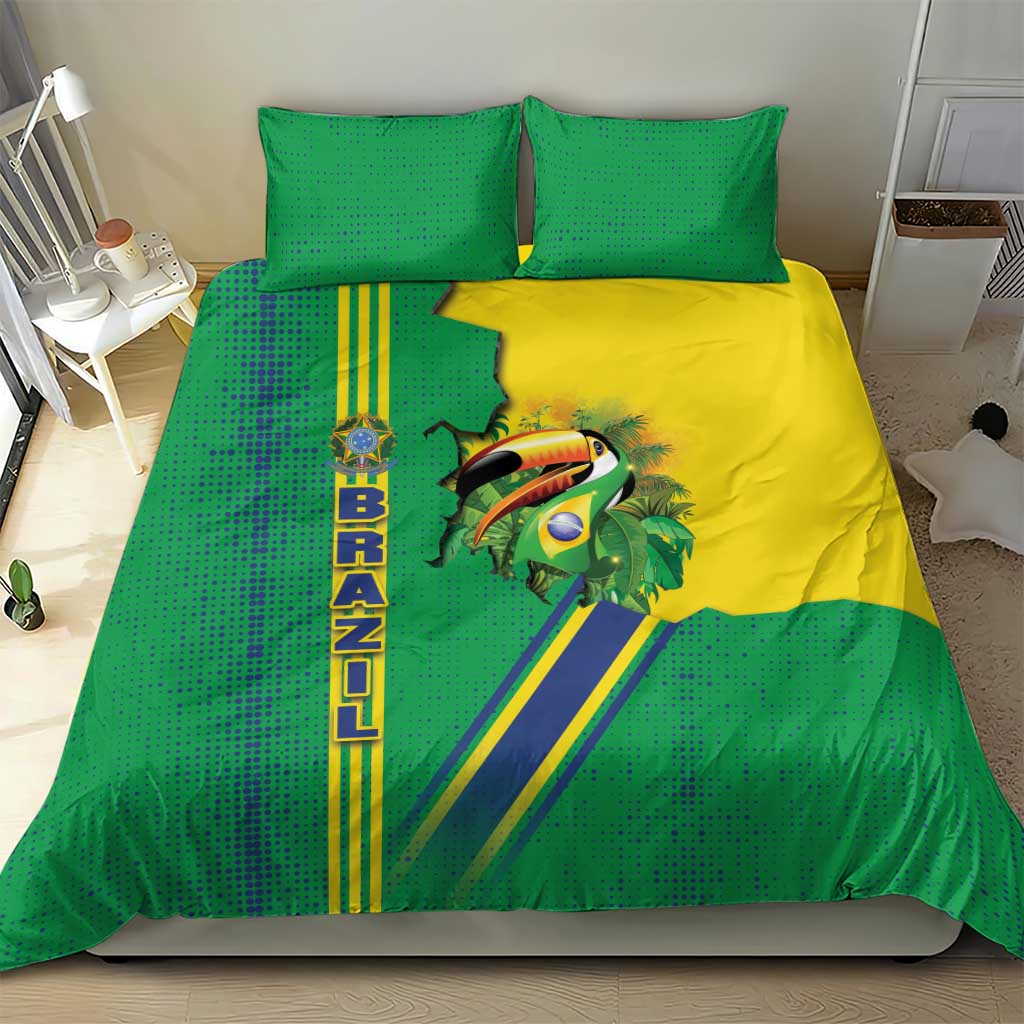 Brazil Flag Emblem Bedding Set Toco Toucan In My Heart