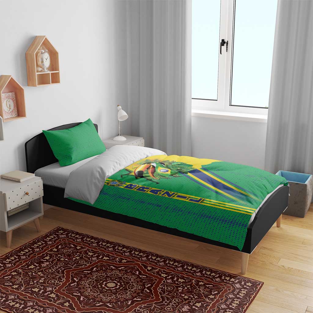 Brazil Flag Emblem Bedding Set Toco Toucan In My Heart