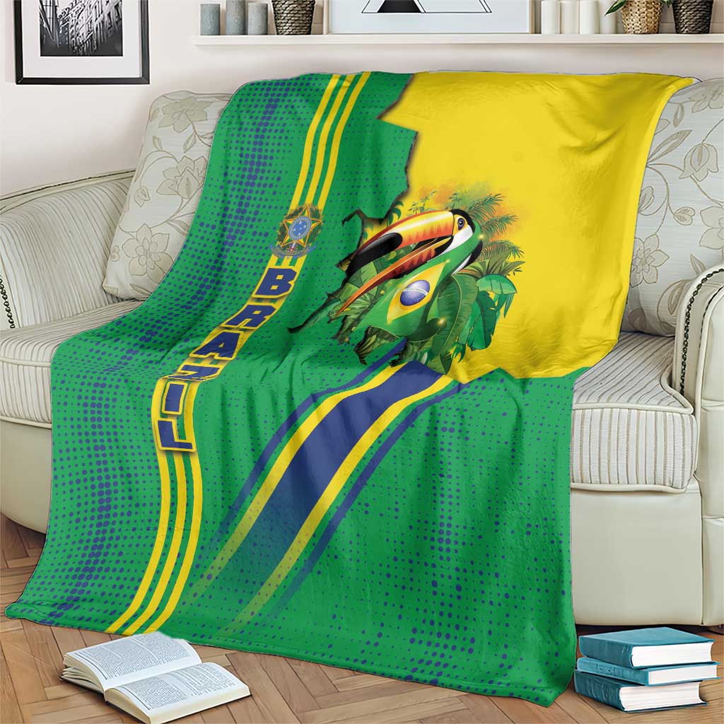 Brazil Flag Emblem Blanket Toco Toucan In My Heart