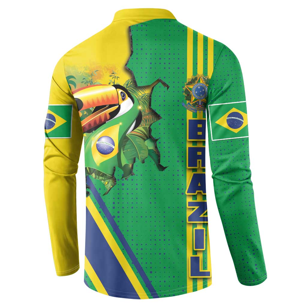 Brazil Flag Emblem Button Sweatshirt Toco Toucan In My Heart