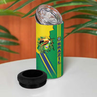 Brazil Flag Emblem 4 in 1 Can Cooler Tumbler Toco Toucan In My Heart