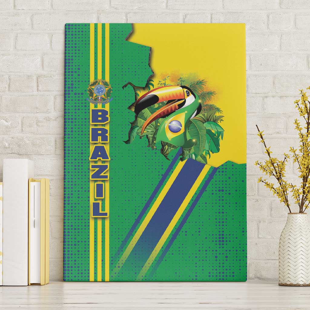 Brazil Flag Emblem Canvas Wall Art Toco Toucan In My Heart