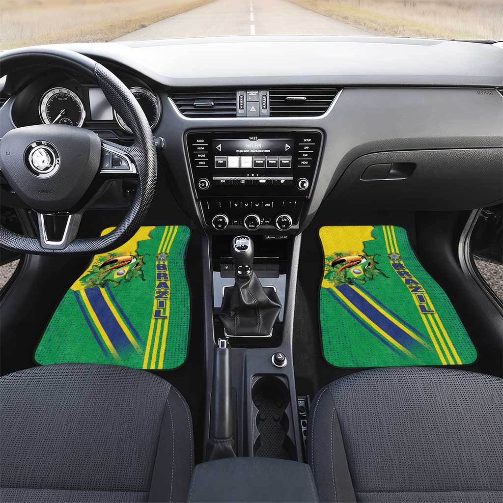 Brazil Flag Emblem Car Mats Toco Toucan In My Heart