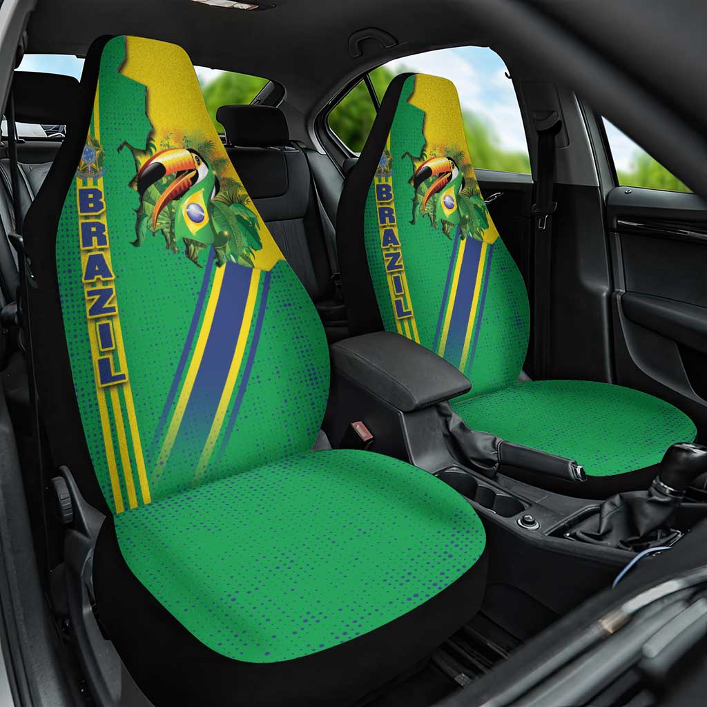 Brazil Flag Emblem Car Seat Cover Toco Toucan In My Heart