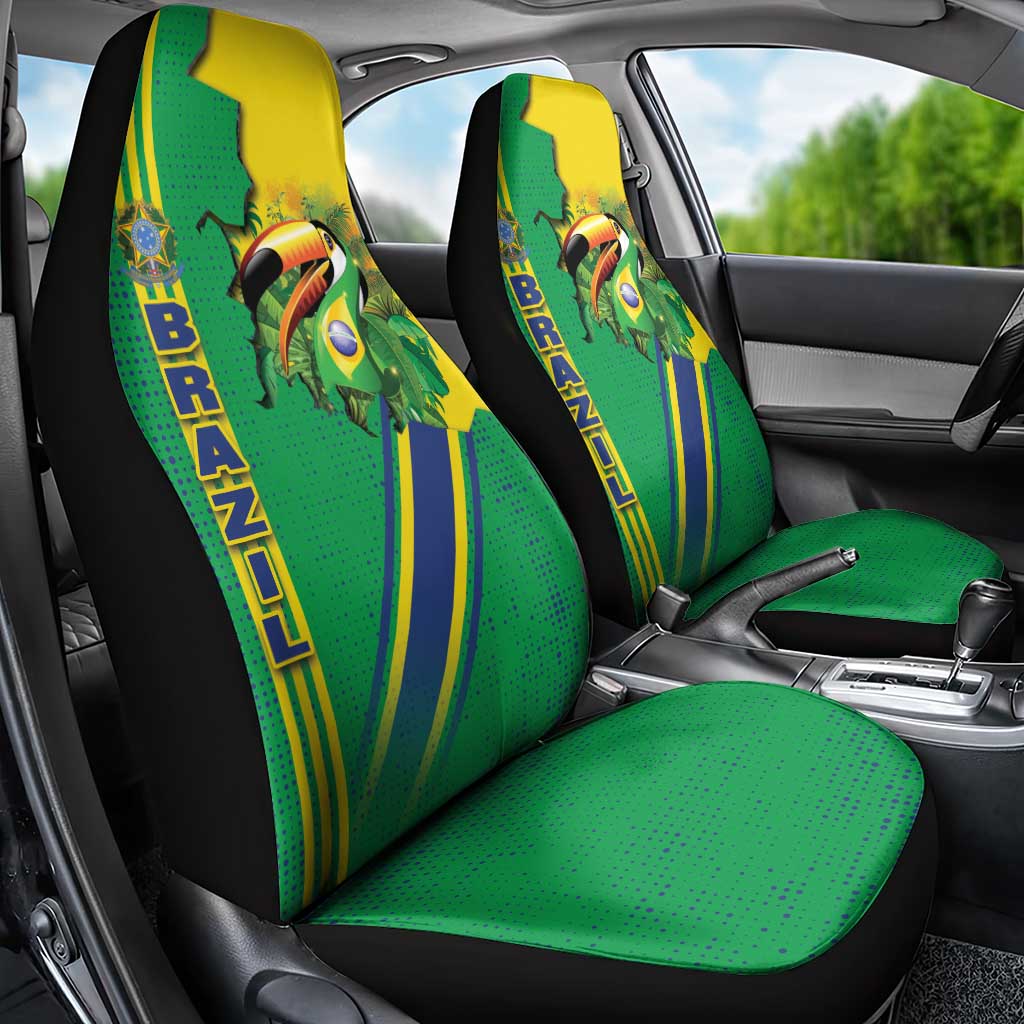 Brazil Flag Emblem Car Seat Cover Toco Toucan In My Heart
