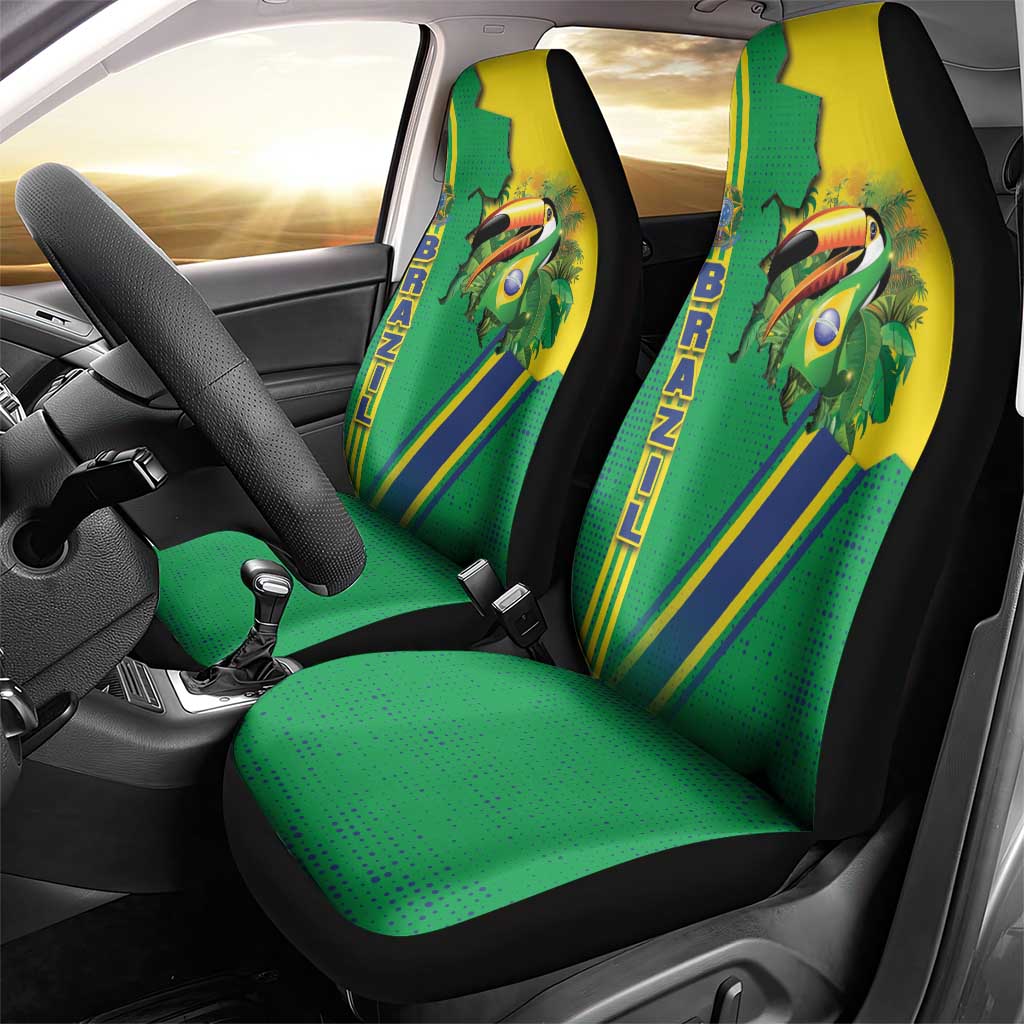Brazil Flag Emblem Car Seat Cover Toco Toucan In My Heart