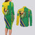 Brazil Flag Emblem Couples Matching Long Sleeve Bodycon Dress and Long Sleeve Button Shirt Toco Toucan In My Heart