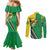 Brazil Flag Emblem Couples Matching Mermaid Dress and Long Sleeve Button Shirt Toco Toucan In My Heart