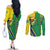 Brazil Flag Emblem Couples Matching Off The Shoulder Long Sleeve Dress and Long Sleeve Button Shirt Toco Toucan In My Heart